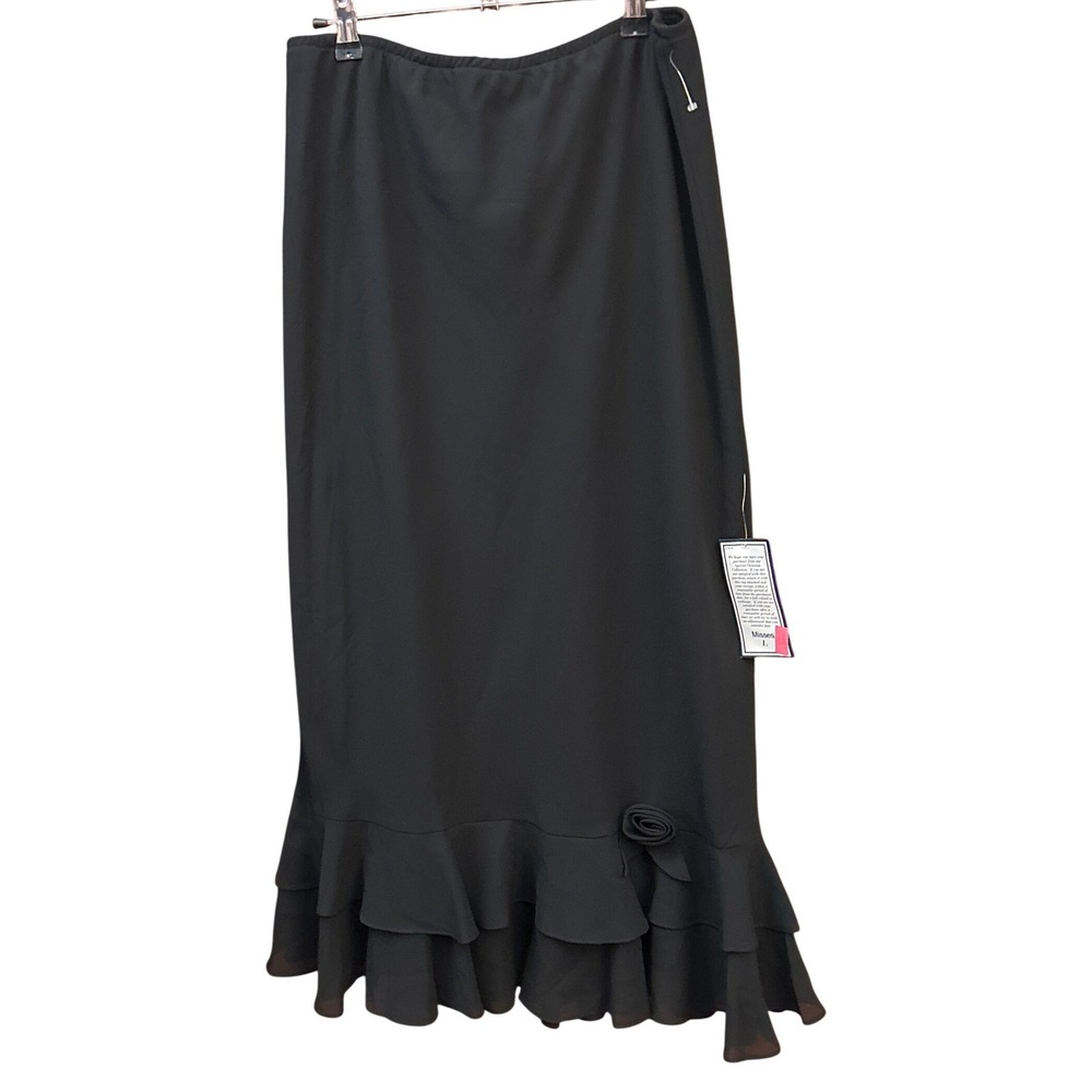 Vintage Metaphor Maxi Skirt Whimsigoth Coquette Romantic L Black Tiered Ruffle